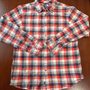 The North Face Men’s Plaid Flannel Shirt Large Red Blue Cotton Button Up